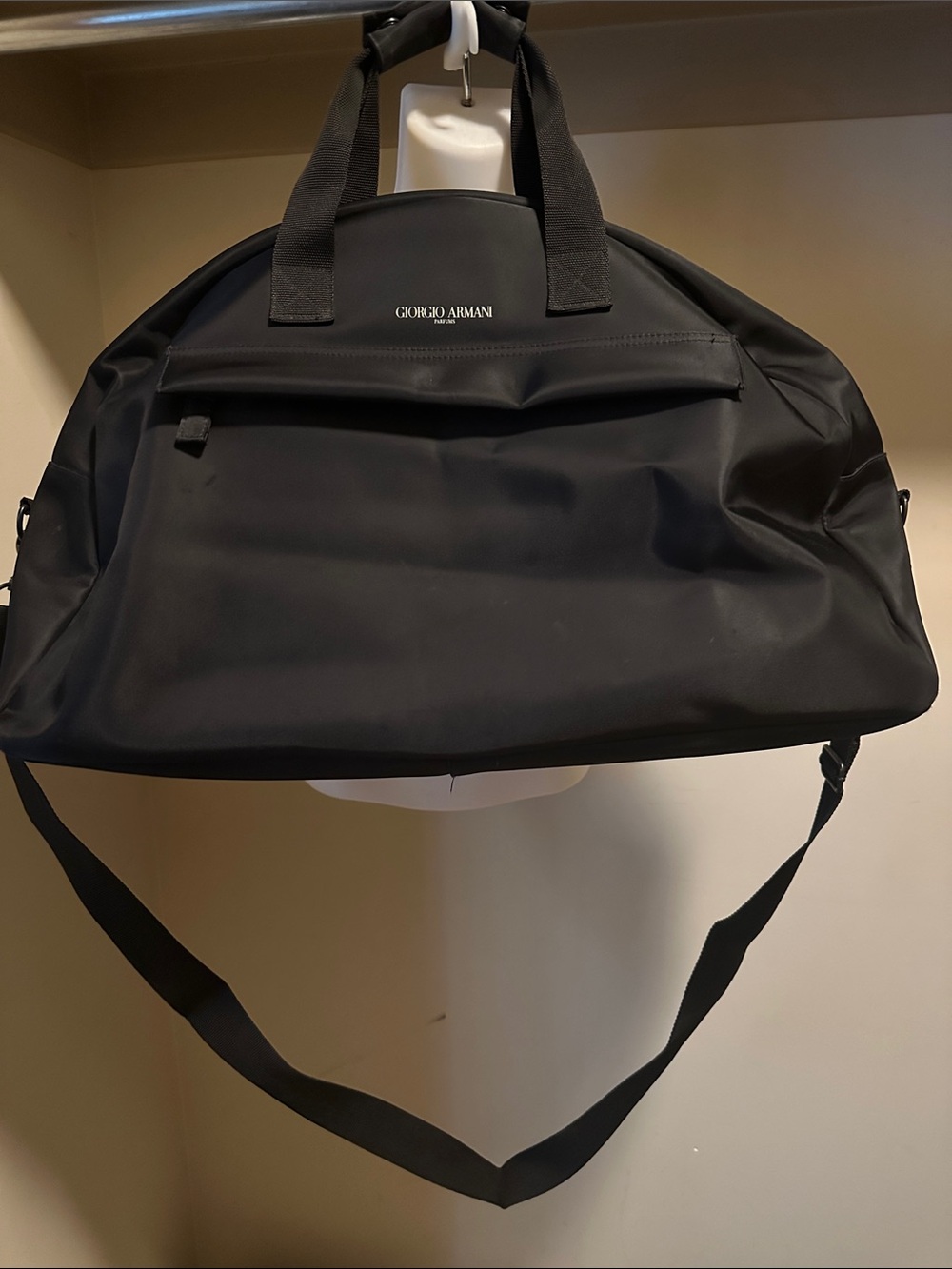 Giorgio Armani Black Nylon Duffel with Detachable Strap unisex